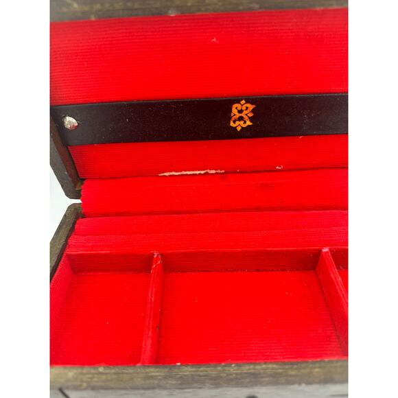 VTG S Sper Bijou Wooden‎ Jewelry Box Red Interior - Picture 5 of 9